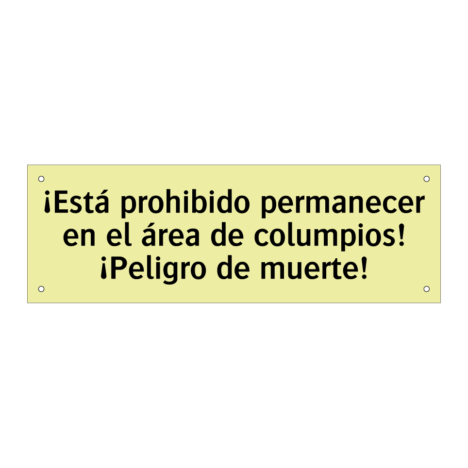 ¡Está prohibido permanecer en el área de columpios! ¡Peligro de muerte!