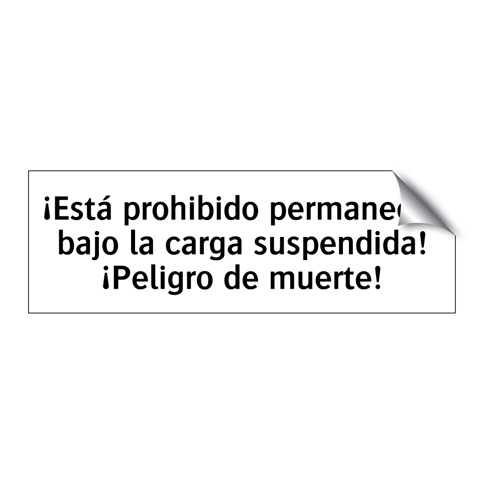 ¡Está prohibido permanecer bajo la carga suspendida! ¡Peligro de muerte!