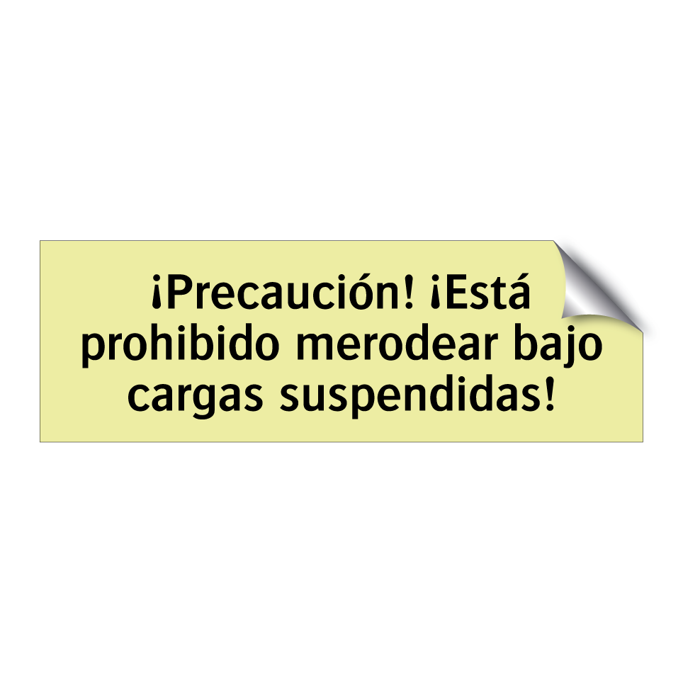 ¡Precaución! ¡Está prohibido merodear bajo cargas suspendidas!