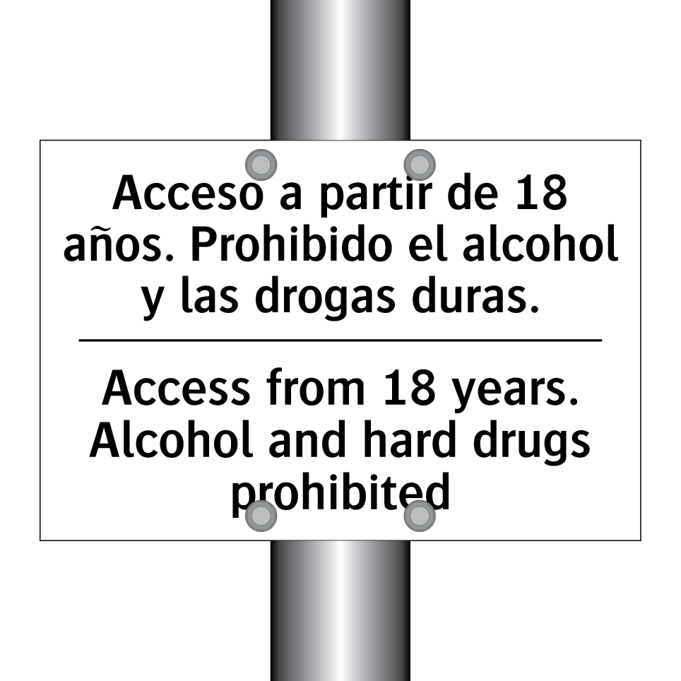 Acceso a partir de 18 años. Prohibido el alcohol y las drogas duras. - Access from 18 years. Alcohol and hard drugs prohibited