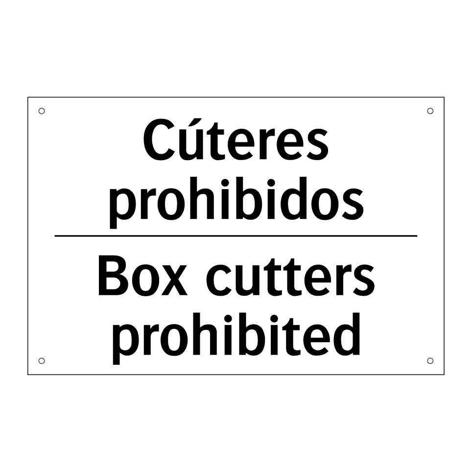 Cúteres prohibidos - Box cutters prohibited