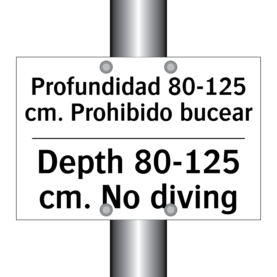 Profundidad 80-125 cm. Prohibido bucear - Depth 80-125 cm. No diving