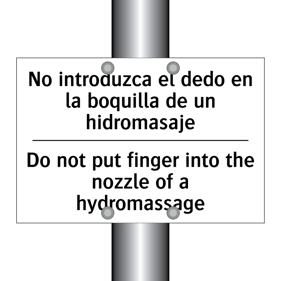 No introduzca el dedo en la boquilla de un hidromasaje - Do not put finger into the nozzle of a hydromassage