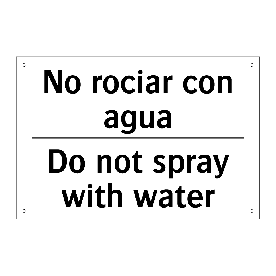 No rociar con agua - Do not spray with water