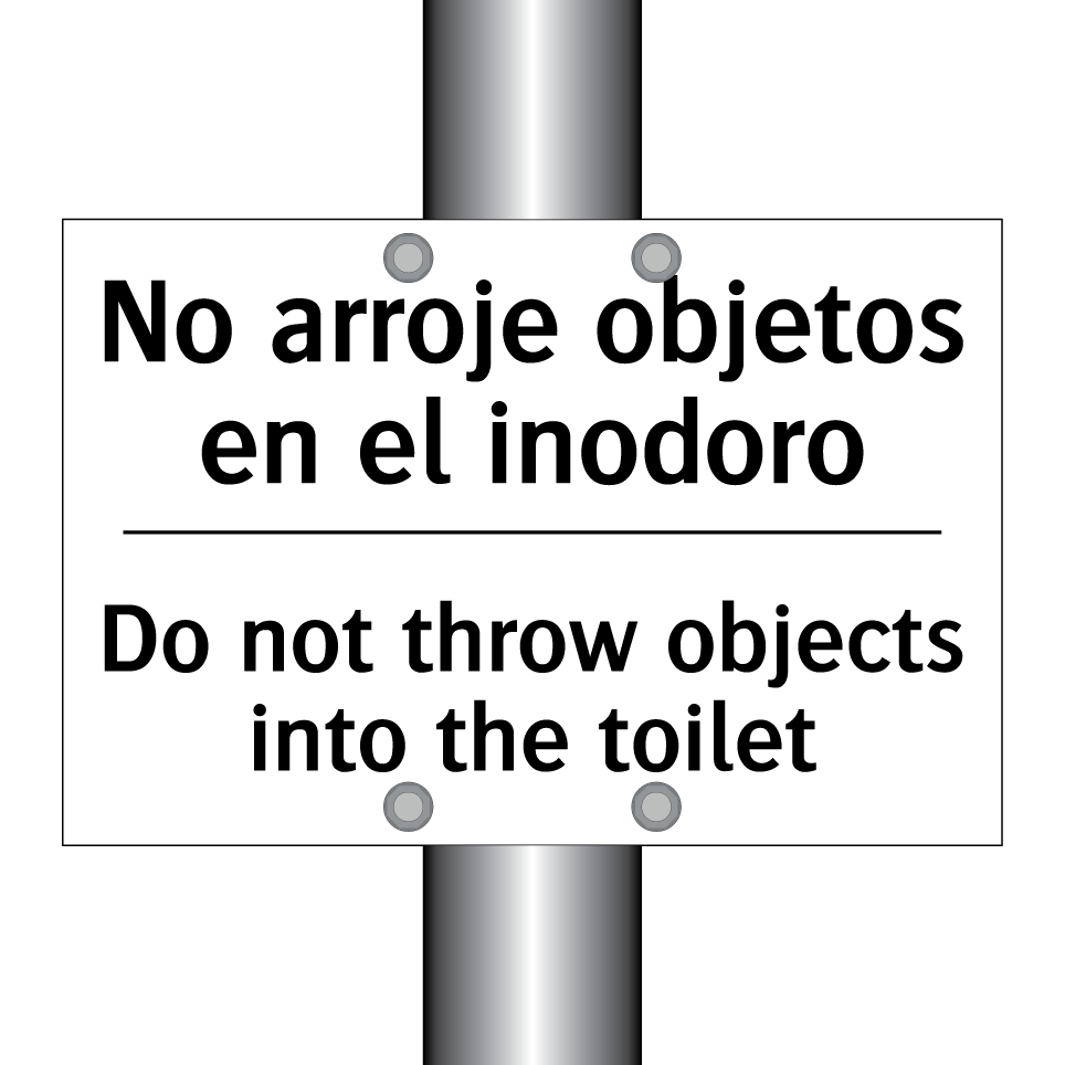 No arroje objetos en el inodoro - Do not throw objects into the toilet