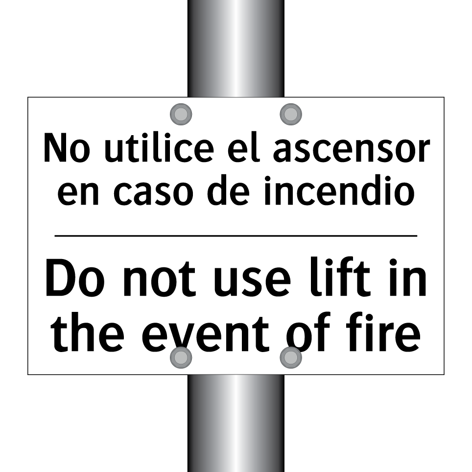 No utilice el ascensor en caso de incendio - Do not use lift in the event of fire