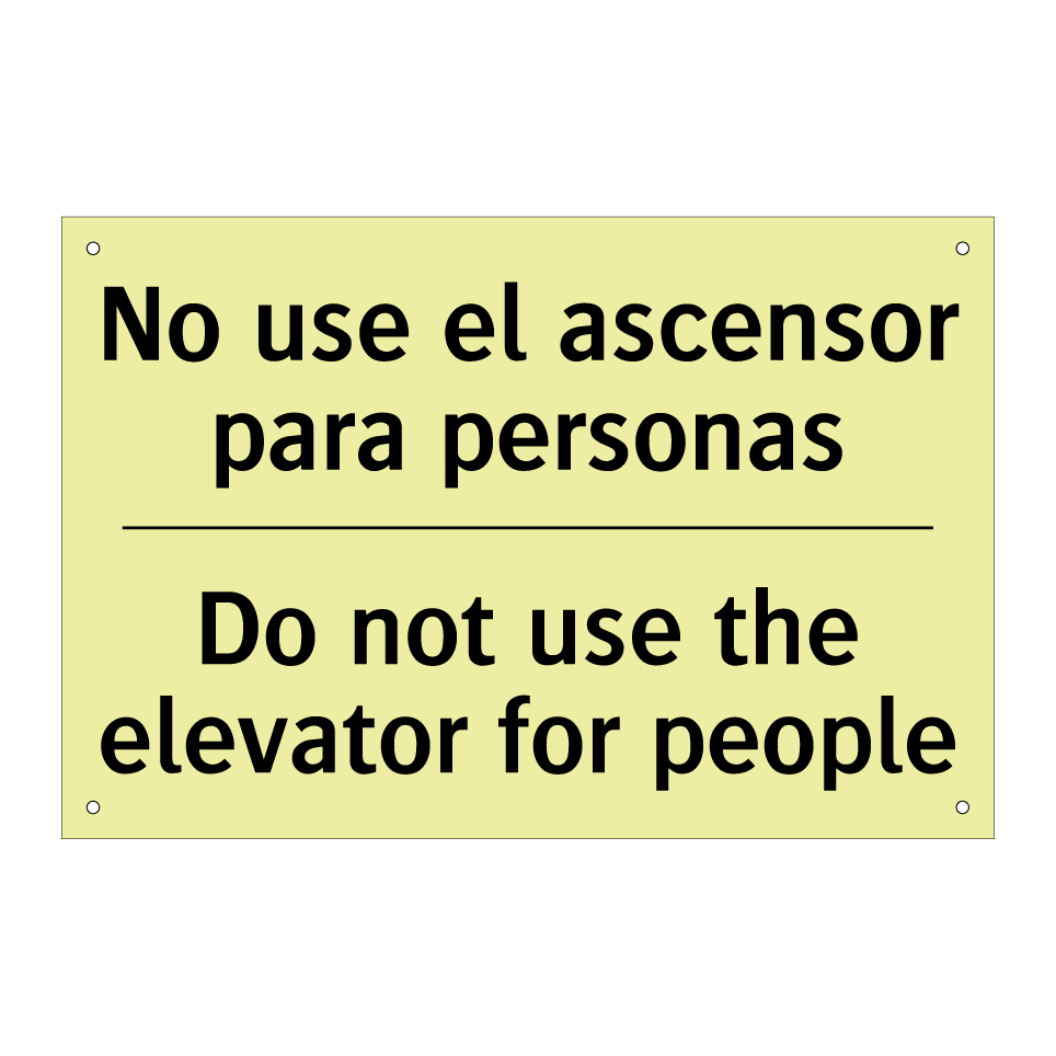 No use el ascensor para personas - Do not use the elevator for people