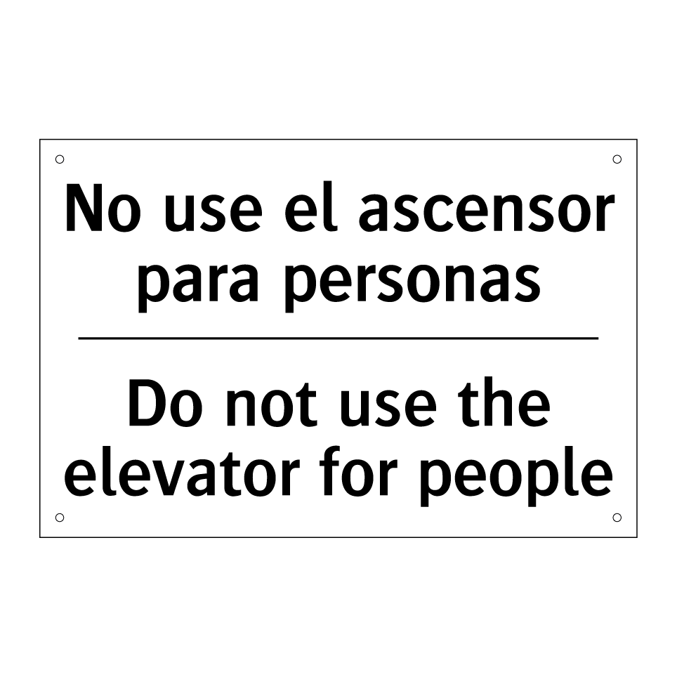 No use el ascensor para personas - Do not use the elevator for people