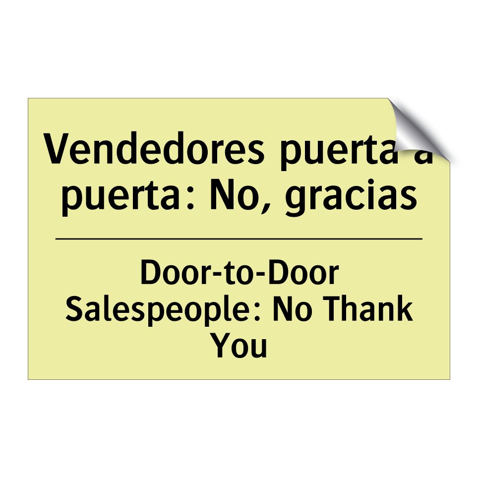 Vendedores puerta a puerta: No, gracias - Door-to-Door Salespeople: No Thank You