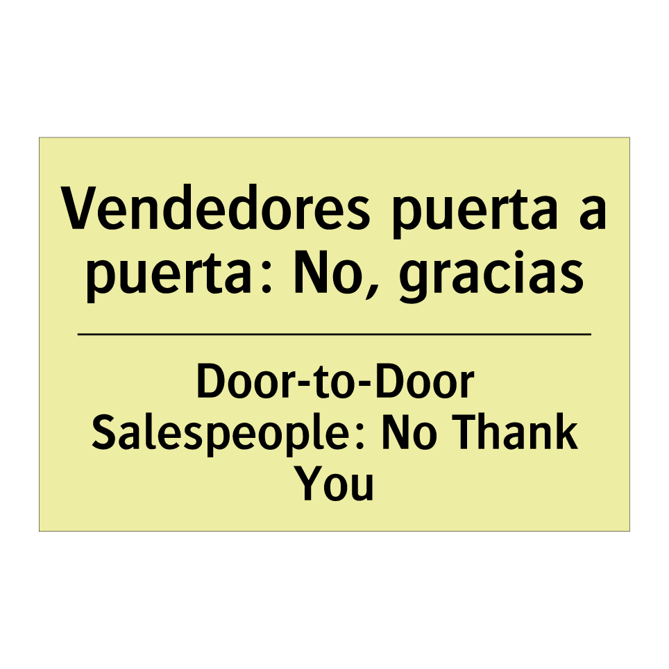 Vendedores puerta a puerta: No, gracias - Door-to-Door Salespeople: No Thank You
