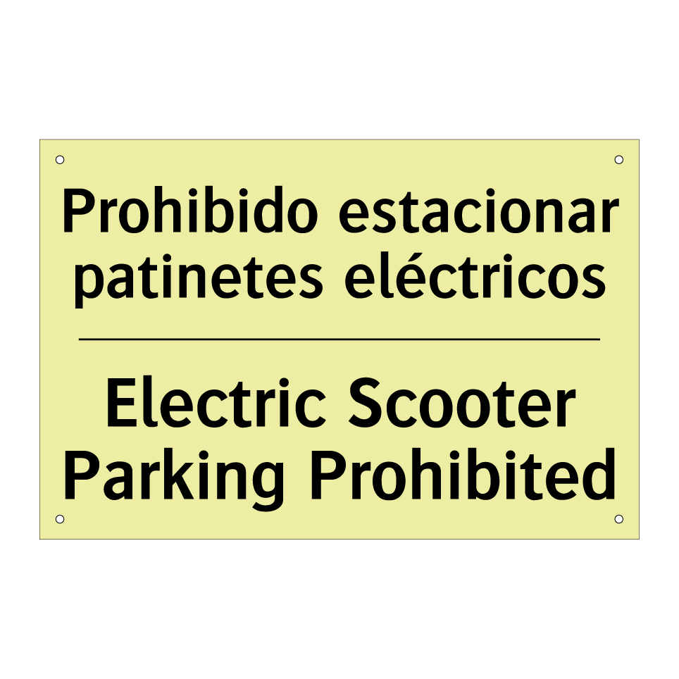 Prohibido estacionar patinetes eléctricos - Electric Scooter Parking Prohibited