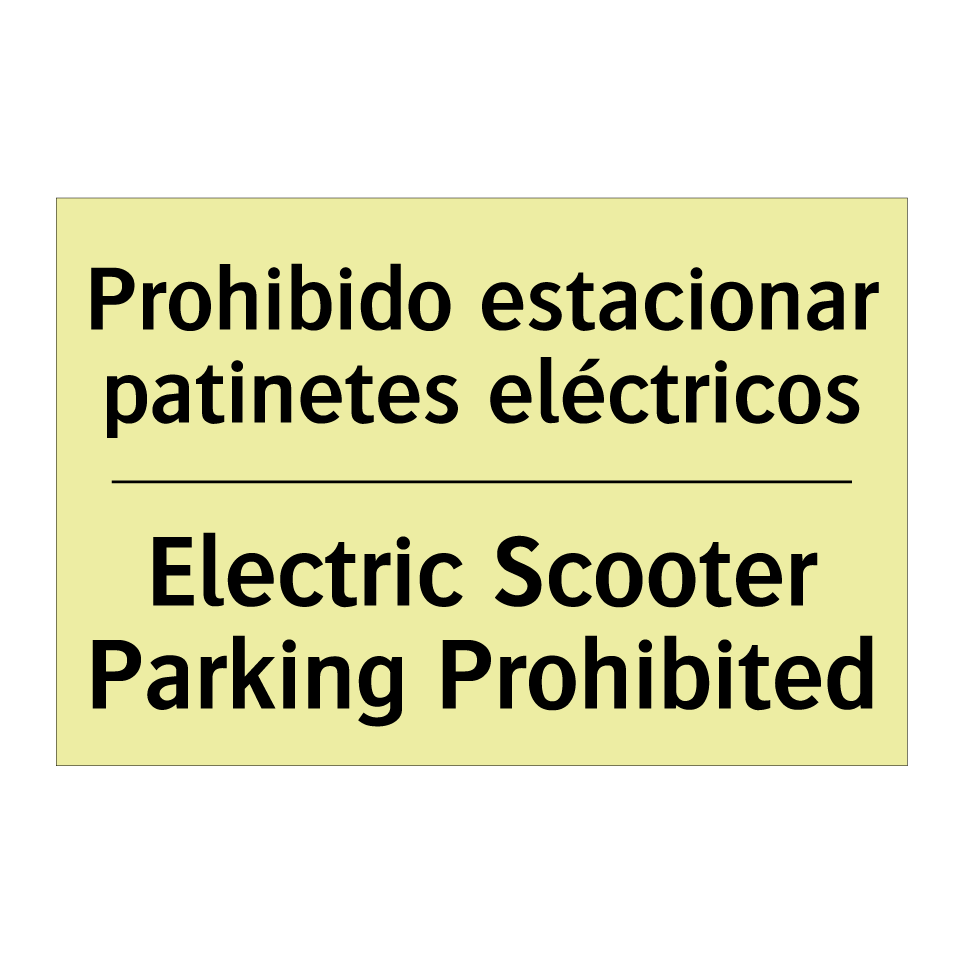 Prohibido estacionar patinetes eléctricos - Electric Scooter Parking Prohibited