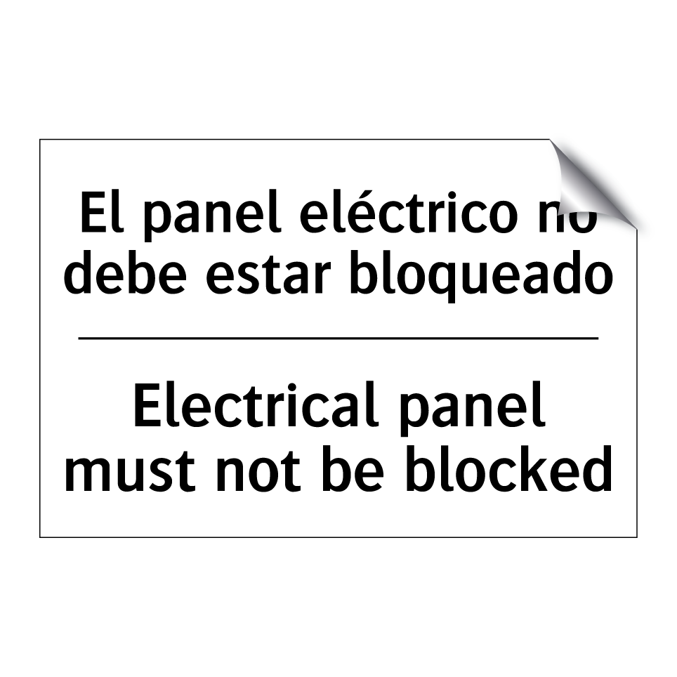 El panel eléctrico no debe estar bloqueado - Electrical panel must not be blocked