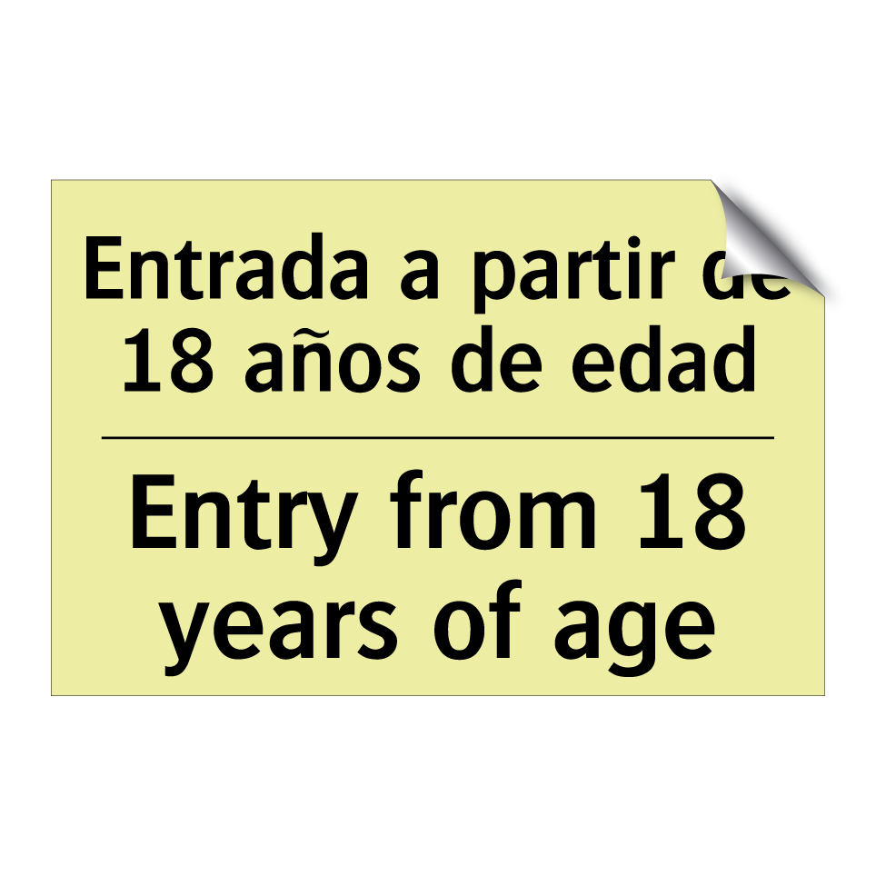 Entrada a partir de 18 años de edad - Entry from 18 years of age