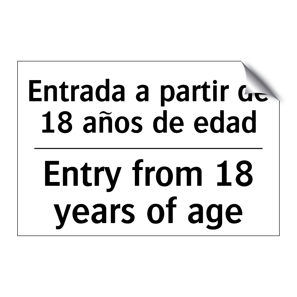Entrada a partir de 18 años de edad - Entry from 18 years of age