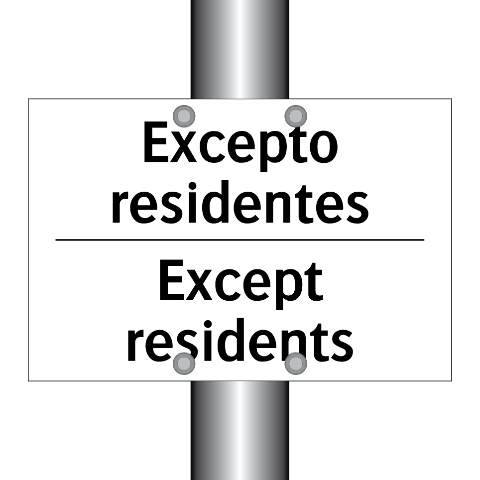 Excepto residentes - Except residents