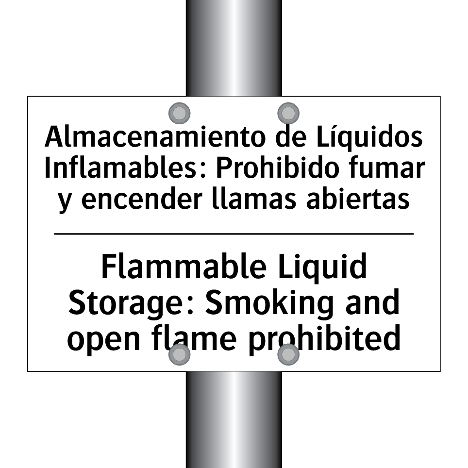 Almacenamiento de Líquidos Inflamables: Prohibido fumar y encender llamas abiertas - Flammable Liquid Storage: Smoking and open flame prohibited