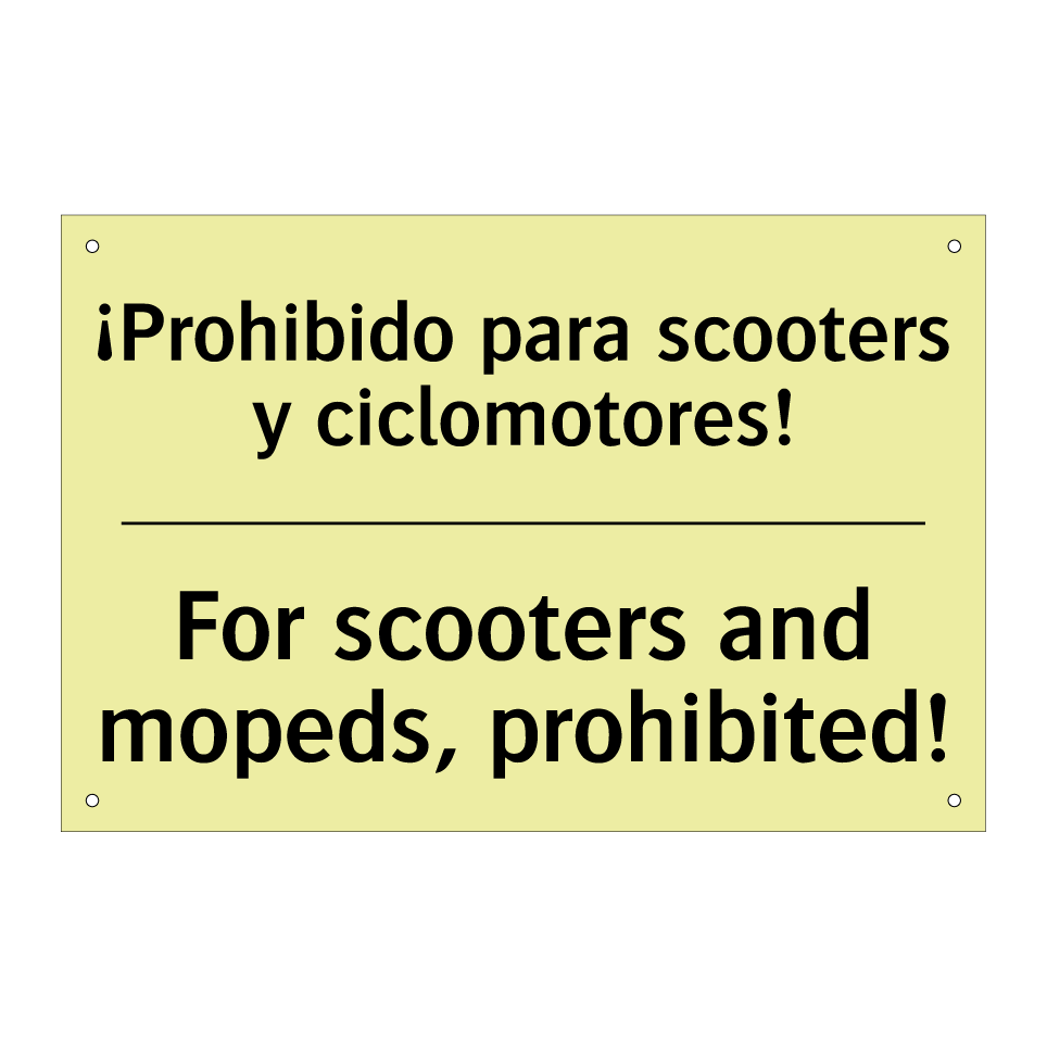 ¡Prohibido para scooters y ciclomotores! - For scooters and mopeds, prohibited!