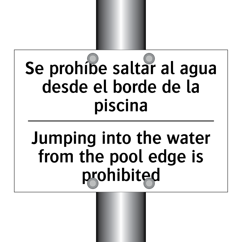 Se prohíbe saltar al agua desde el borde de la piscina - Jumping into the water from the pool edge is prohibited