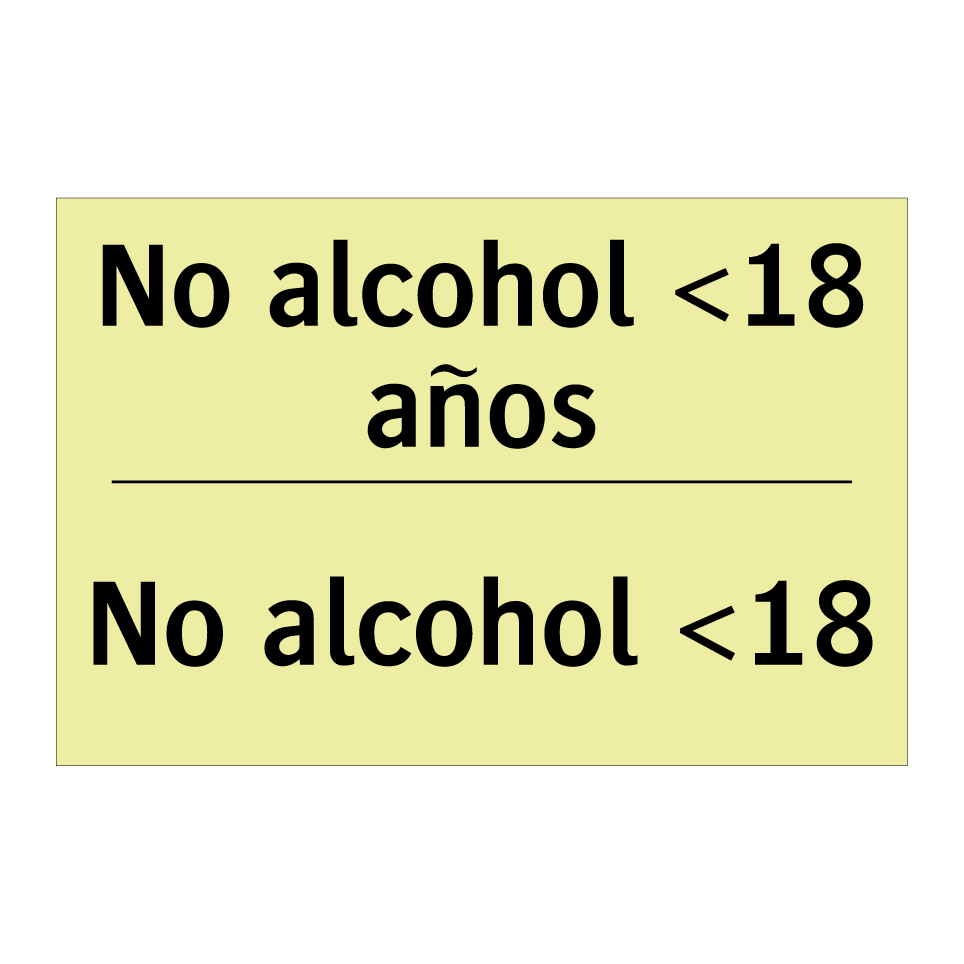No alcohol <18 años - No alcohol <18