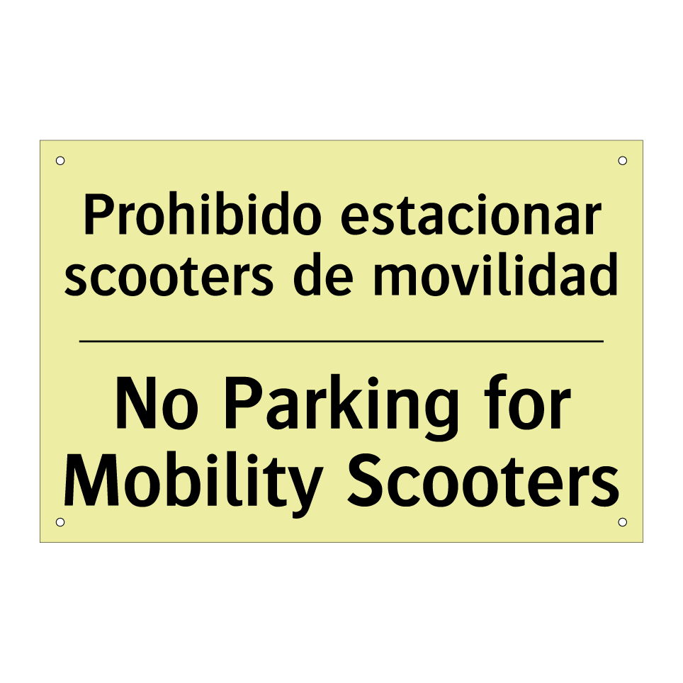 Prohibido estacionar scooters de movilidad - No Parking for Mobility Scooters