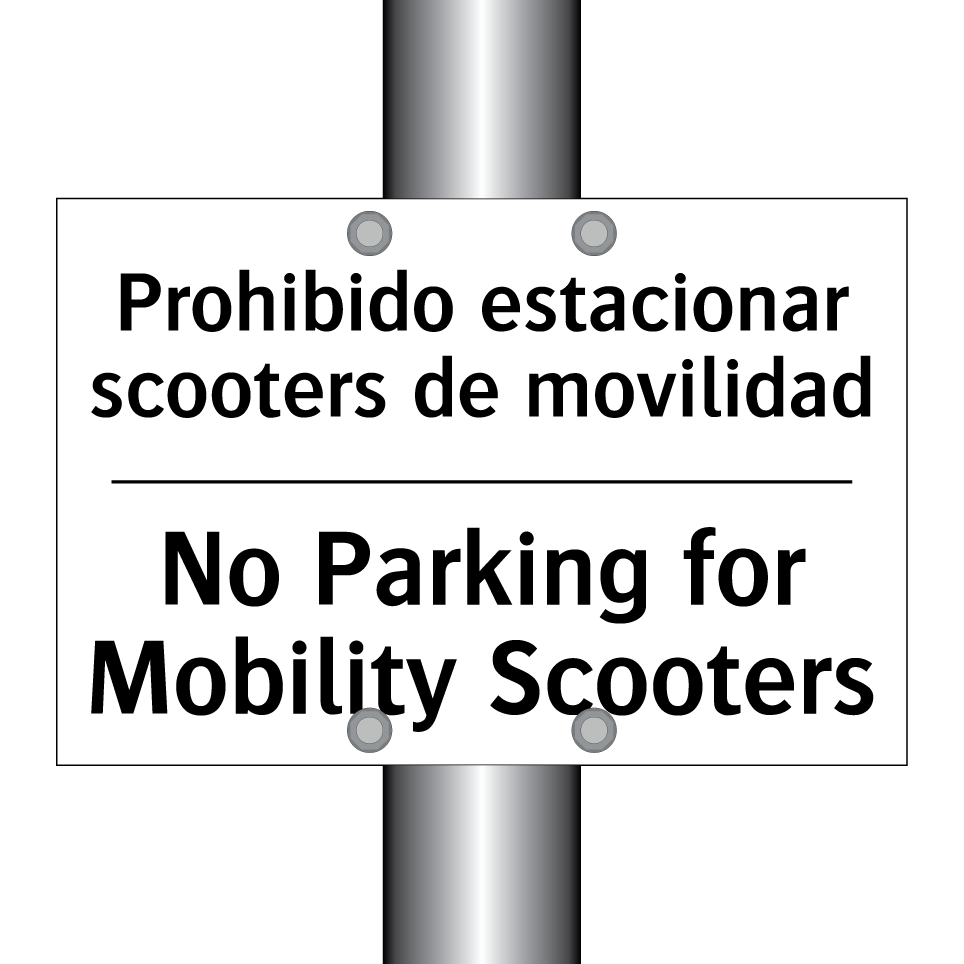 Prohibido estacionar scooters de movilidad - No Parking for Mobility Scooters