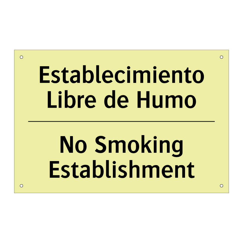 Establecimiento Libre de Humo - No Smoking Establishment