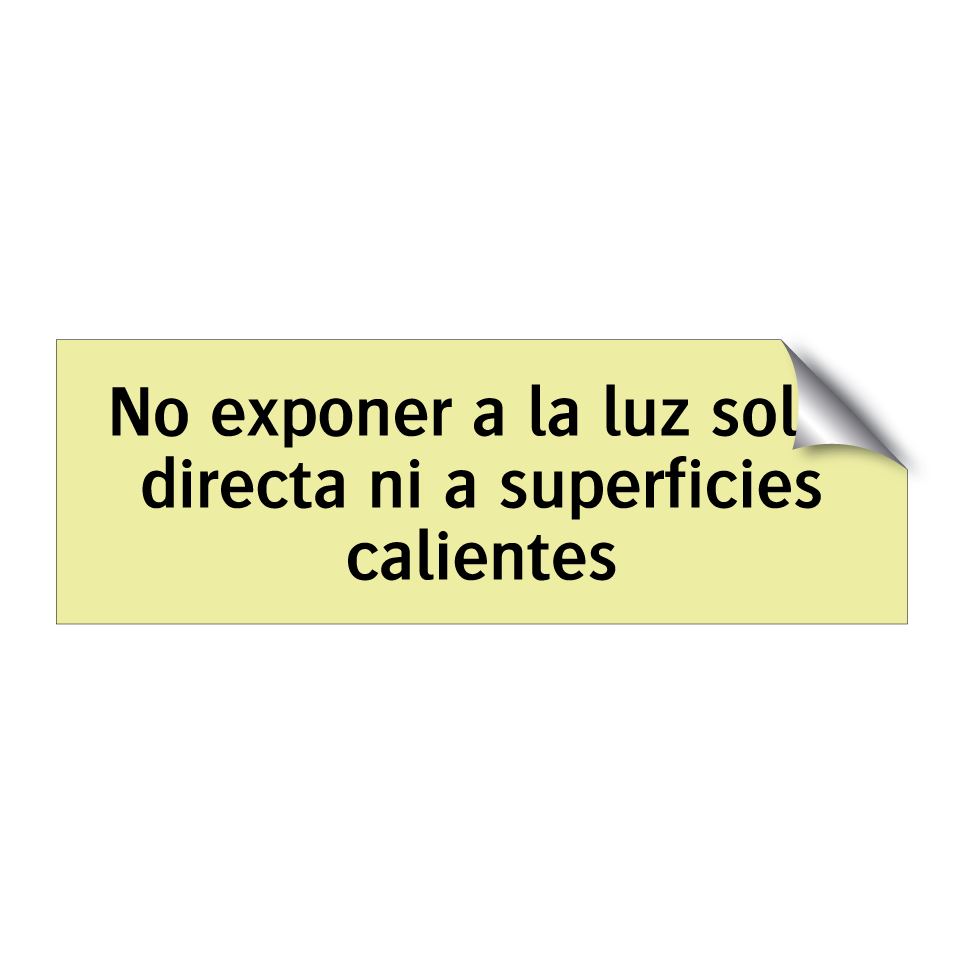 No exponer a la luz solar directa ni a superficies calientes