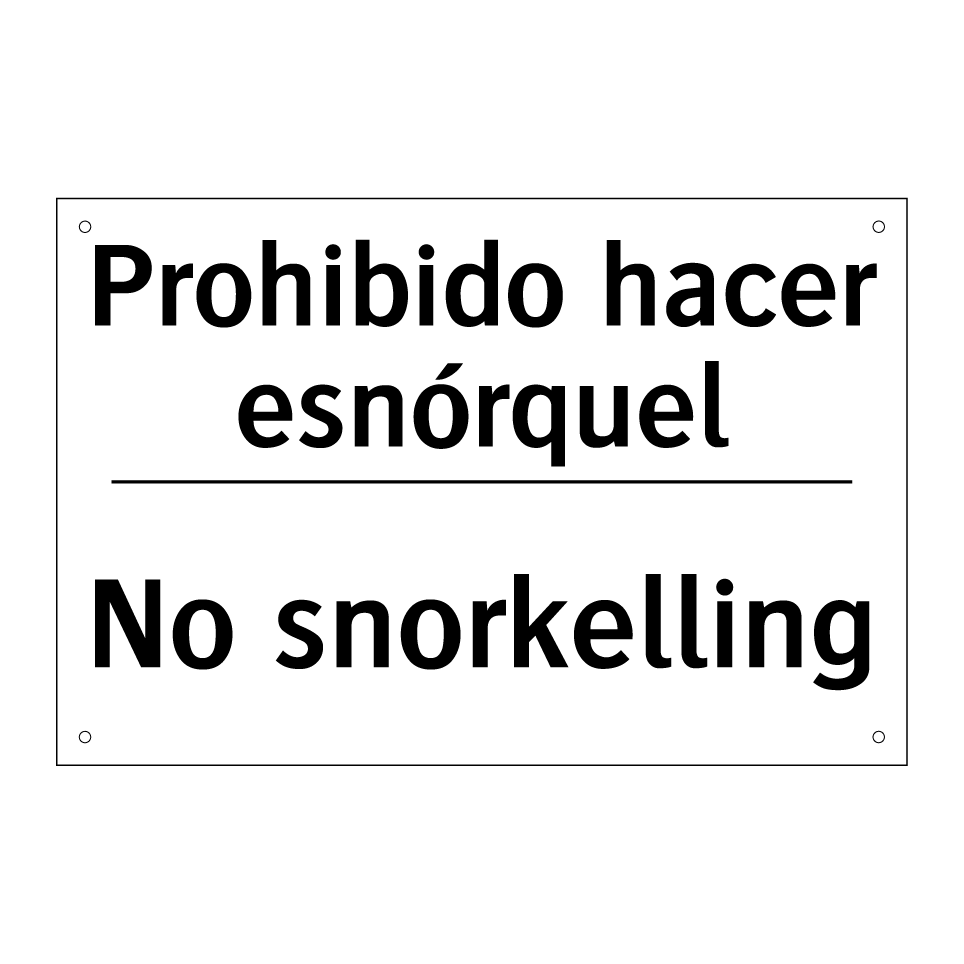 Prohibido hacer esnórquel - No snorkelling