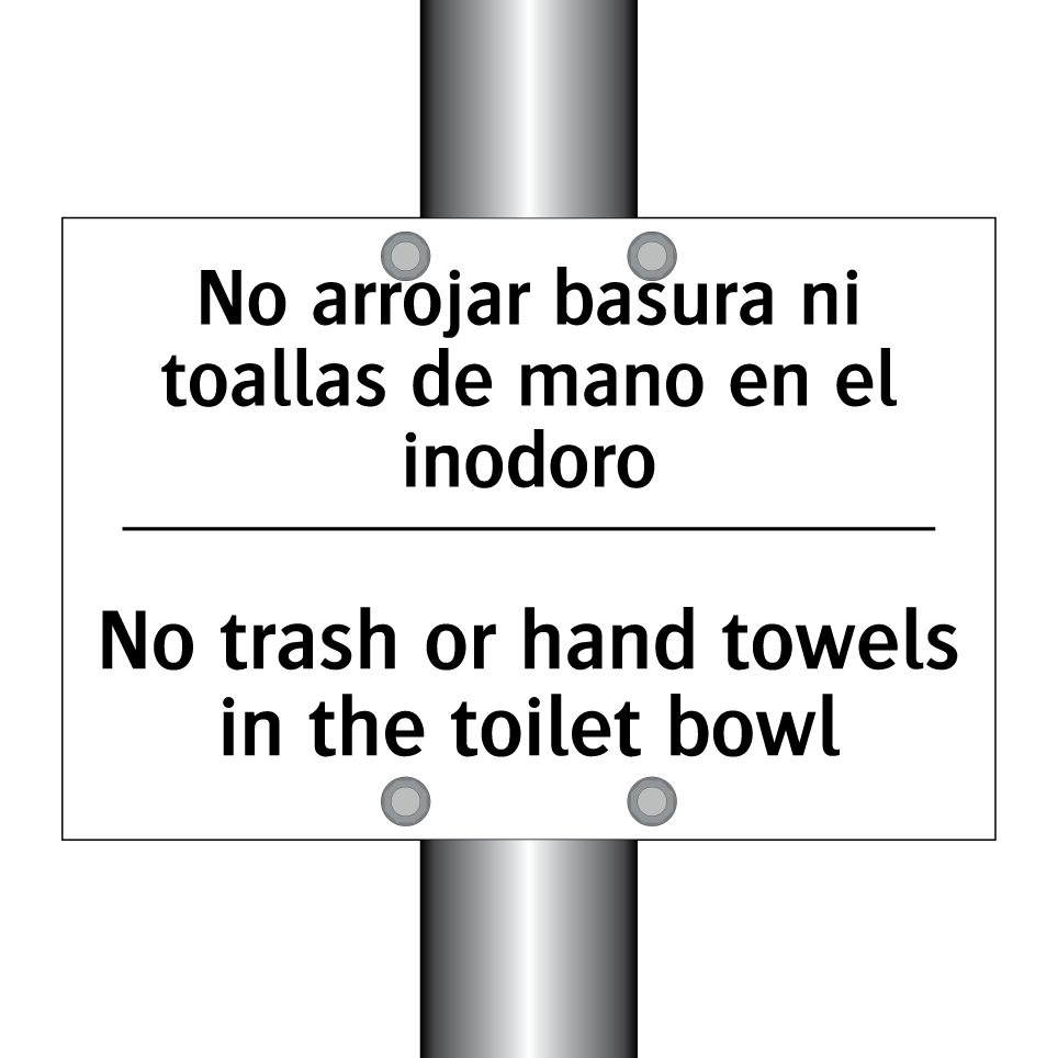 No arrojar basura ni toallas de mano en el inodoro - No trash or hand towels in the toilet bowl