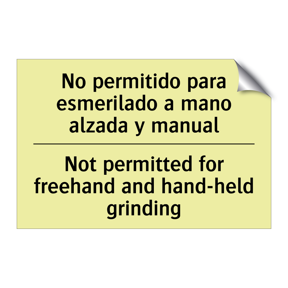 No permitido para esmerilado a mano alzada y manual - Not permitted for freehand and hand-held grinding
