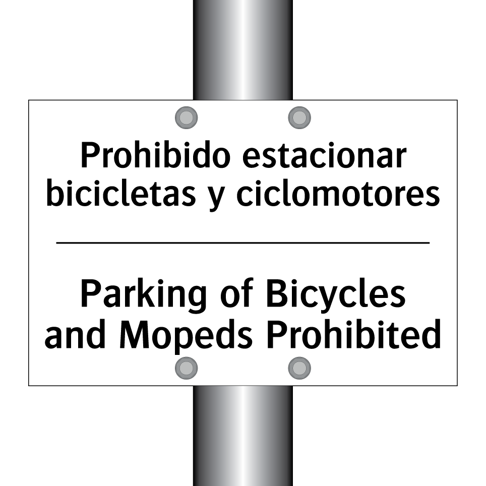 Prohibido estacionar bicicletas y ciclomotores - Parking of Bicycles and Mopeds Prohibited