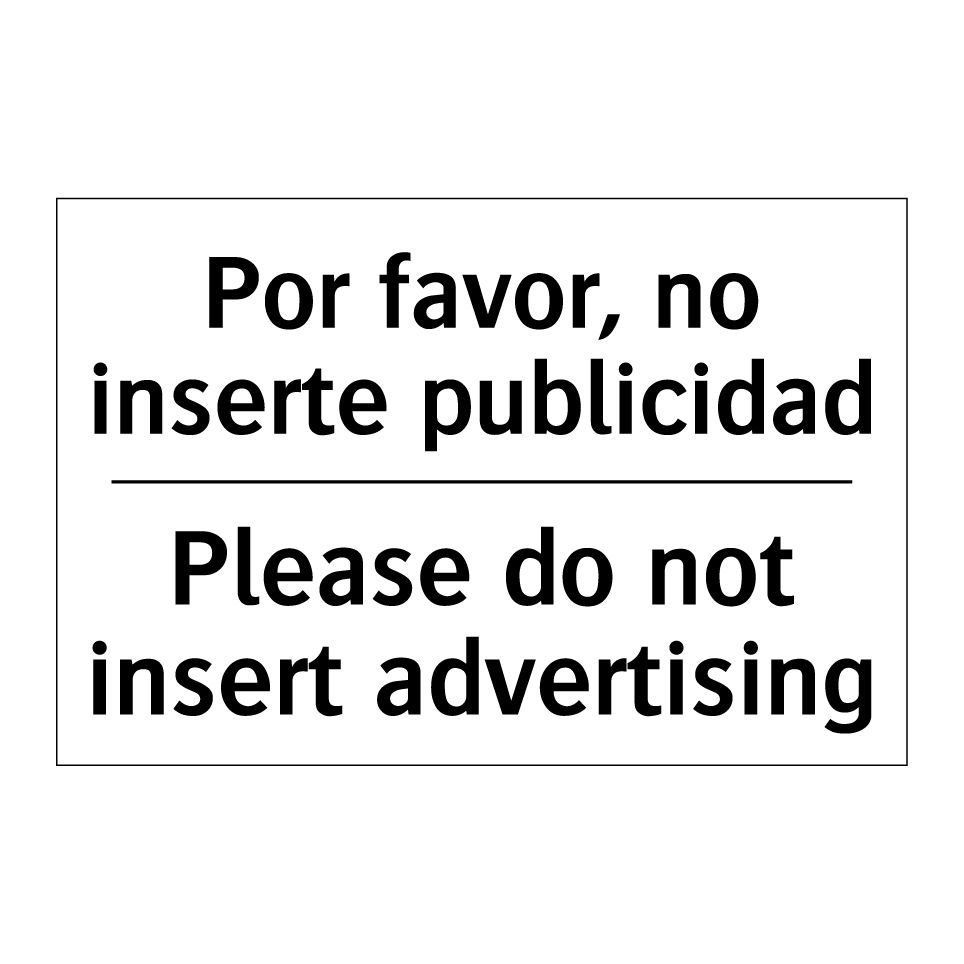 Por favor, no inserte publicidad - Please do not insert advertising