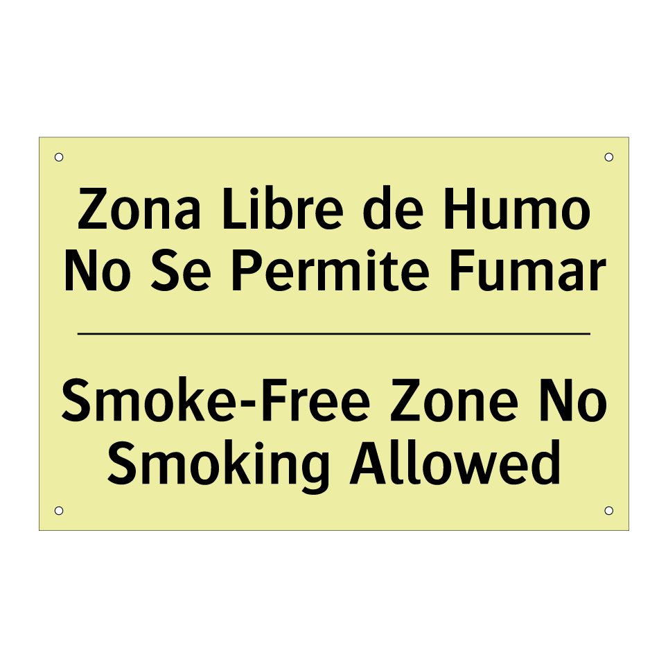 Zona Libre de Humo No Se Permite Fumar - Smoke-Free Zone No Smoking Allowed