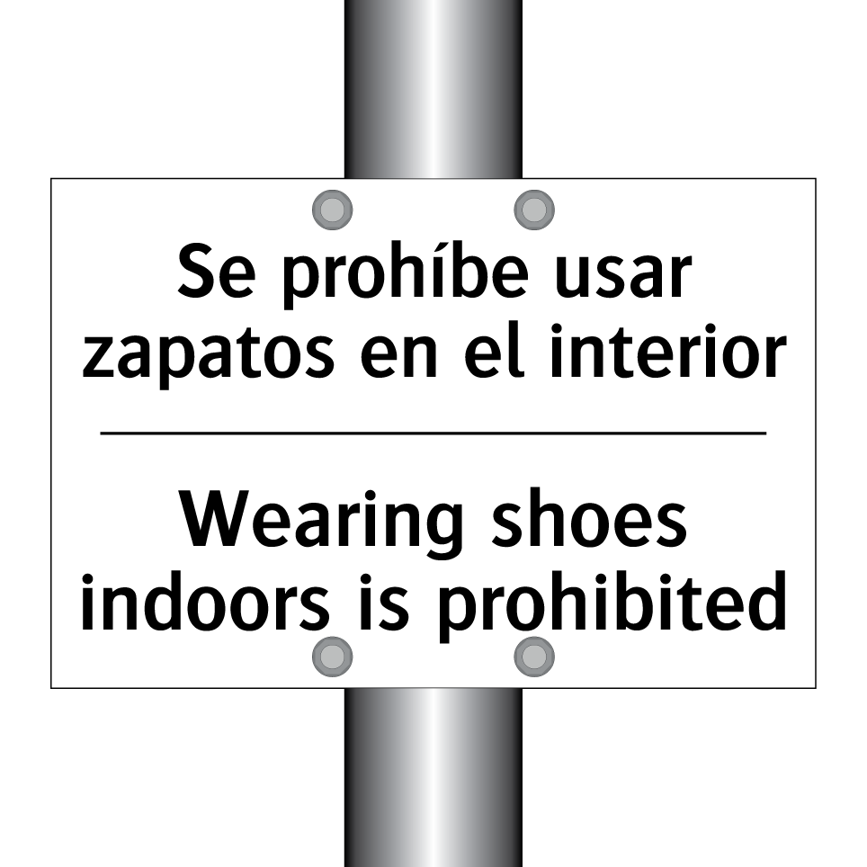 Se prohíbe usar zapatos en el interior - Wearing shoes indoors is prohibited