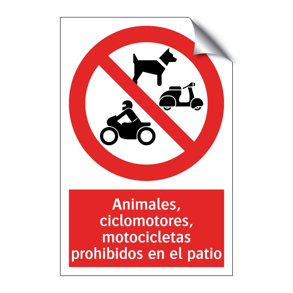 Animales, ciclomotores, motocicletas prohibidos en el patio