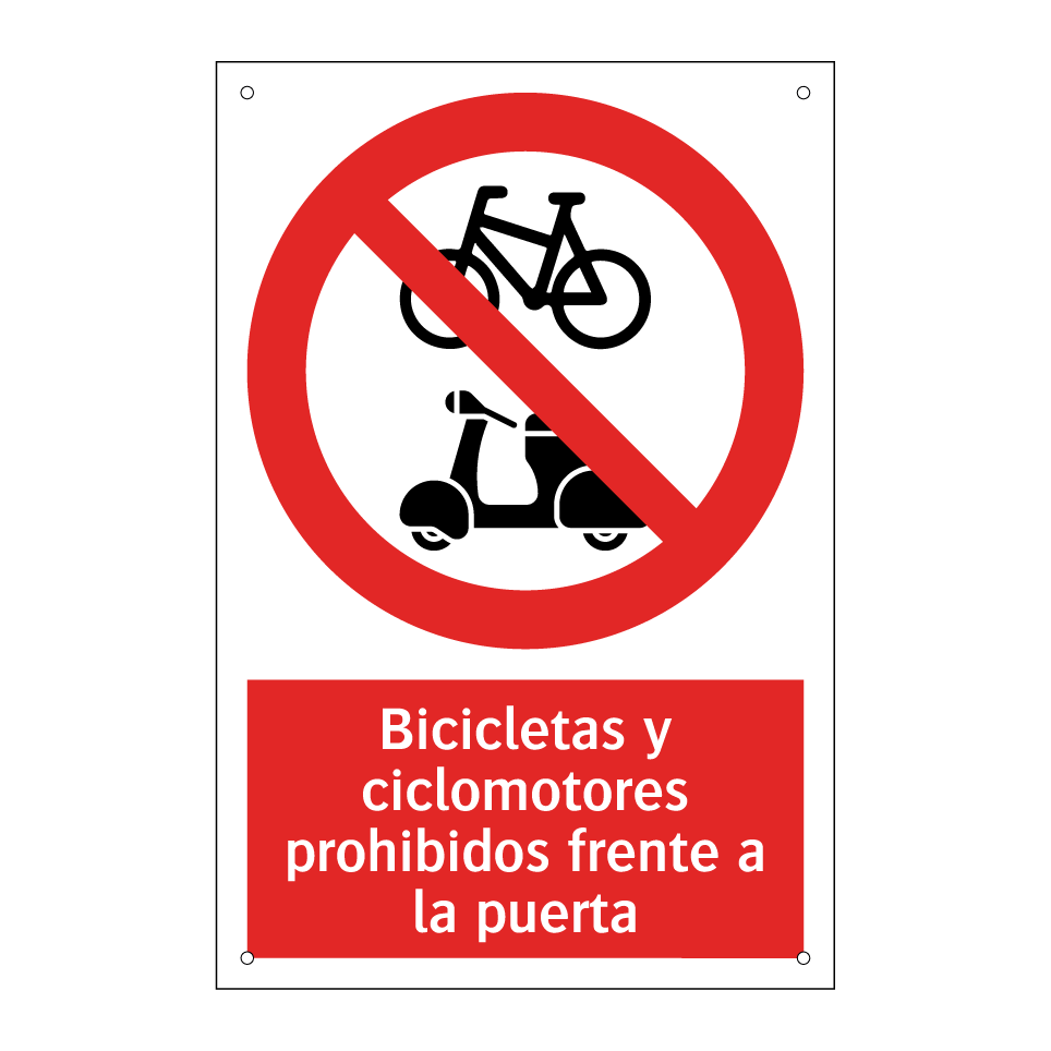 Bicicletas y ciclomotores prohibidos frente a la puerta