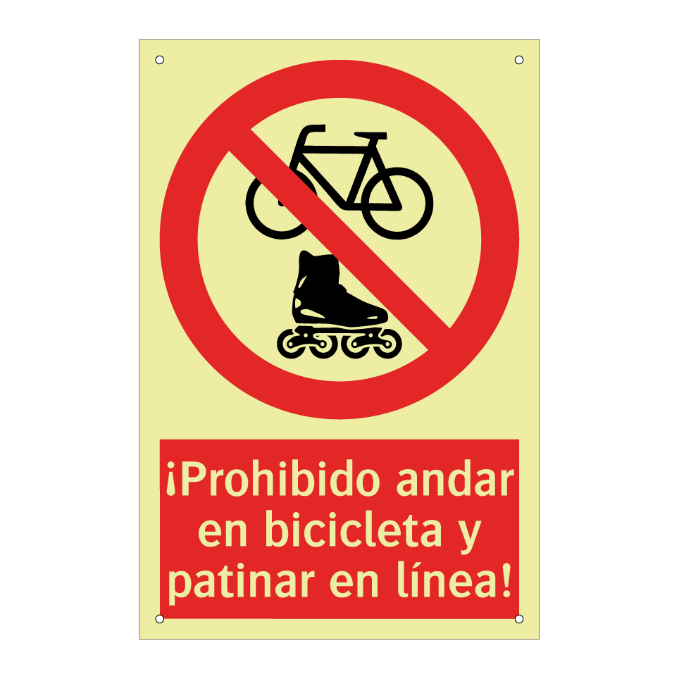 ¡Prohibido andar en bicicleta y patinar en línea!