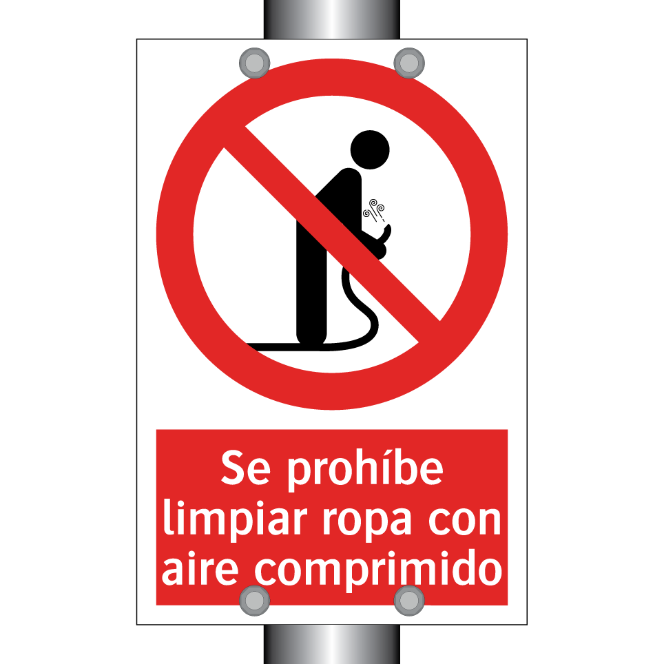 Se prohíbe limpiar ropa con aire comprimido