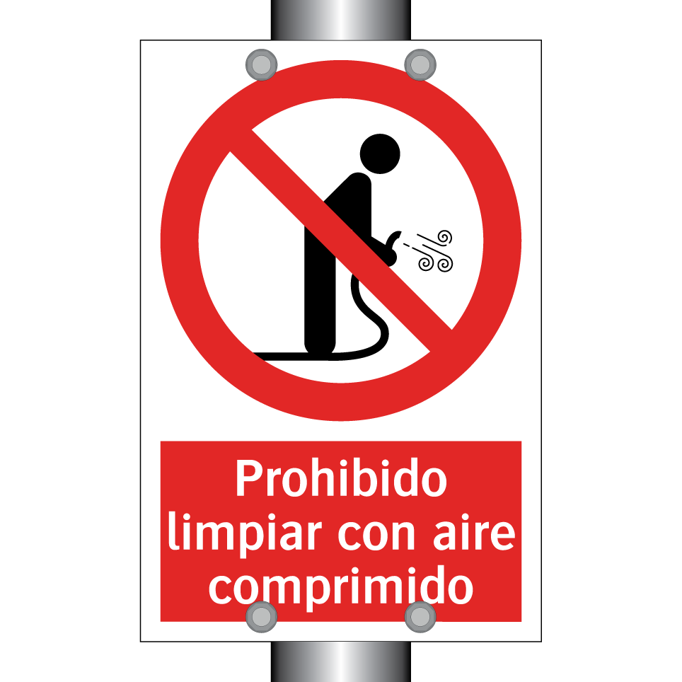Prohibido limpiar con aire comprimido