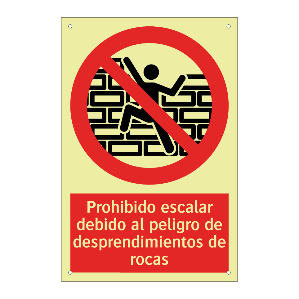 Prohibido escalar debido al peligro de desprendimientos de rocas
