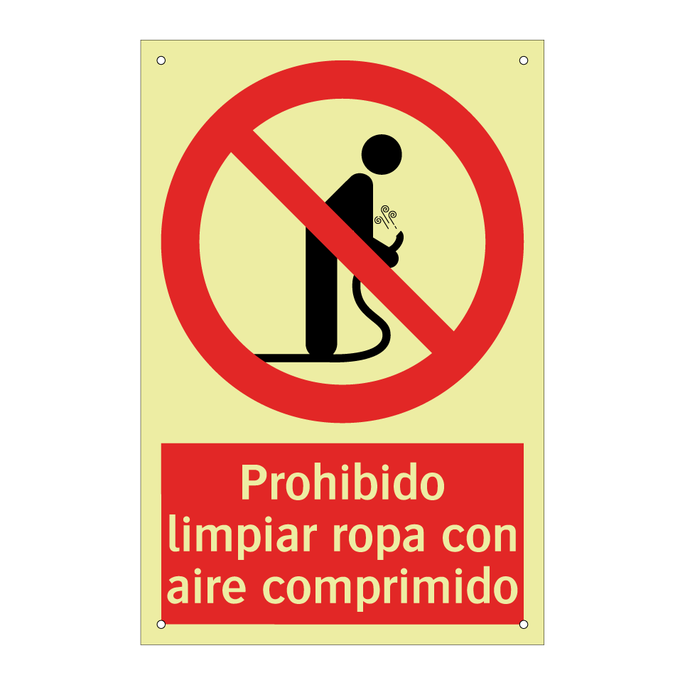Prohibido limpiar ropa con aire comprimido