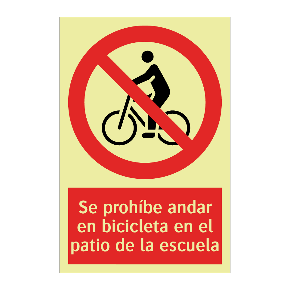 Se prohíbe andar en bicicleta en el patio de la escuela