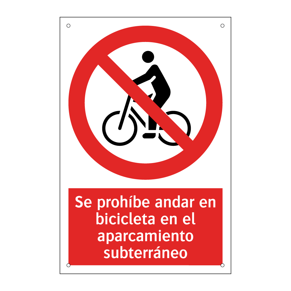 Se prohíbe andar en bicicleta en el aparcamiento subterráneo
