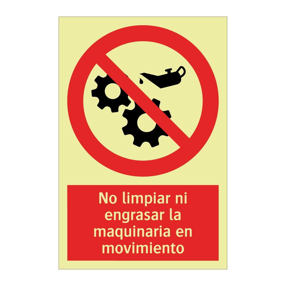 No limpiar ni engrasar la maquinaria en movimiento
