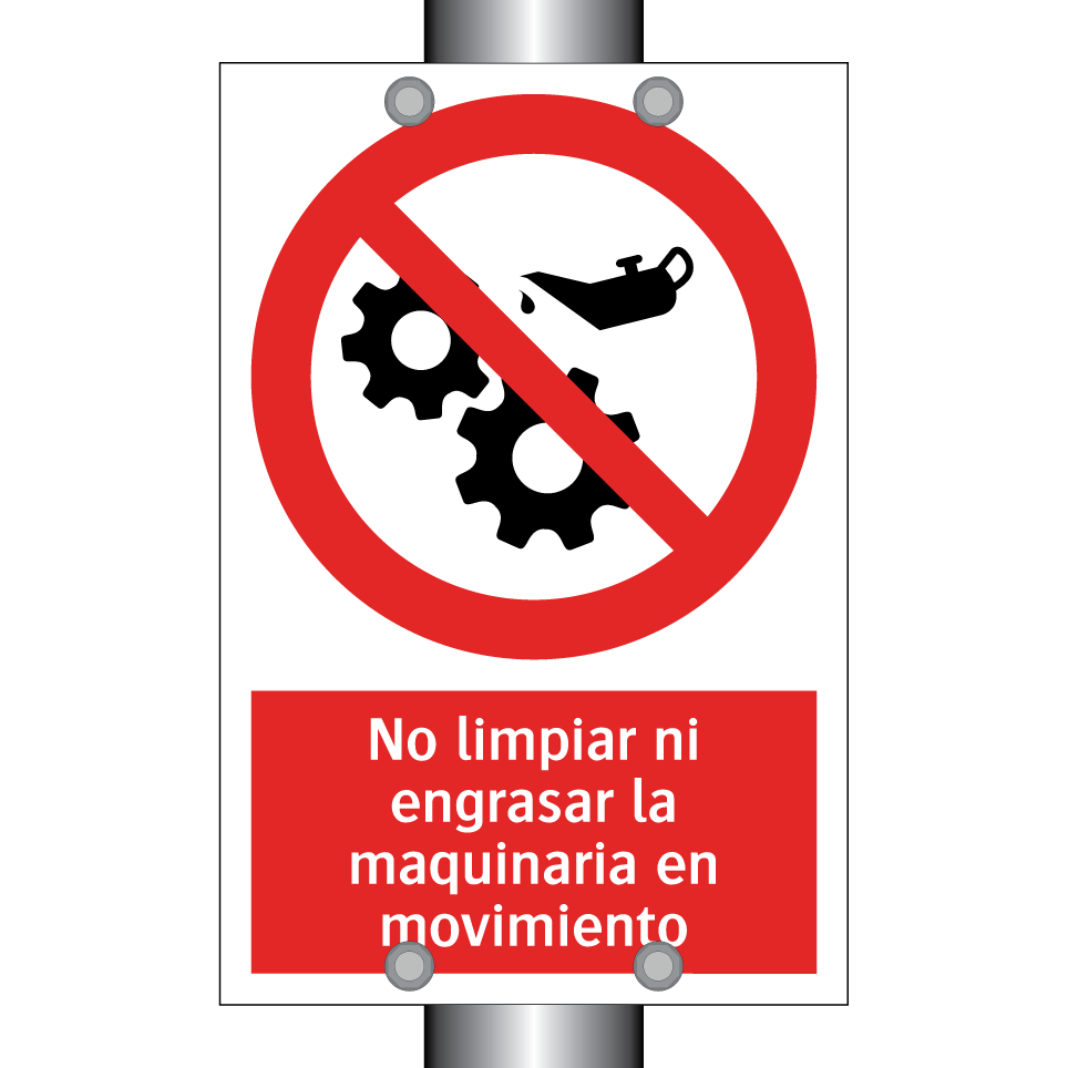 No limpiar ni engrasar la maquinaria en movimiento