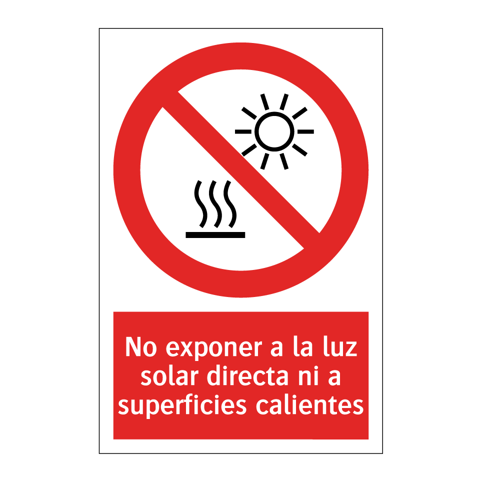 No exponer a la luz solar directa ni a superficies calientes