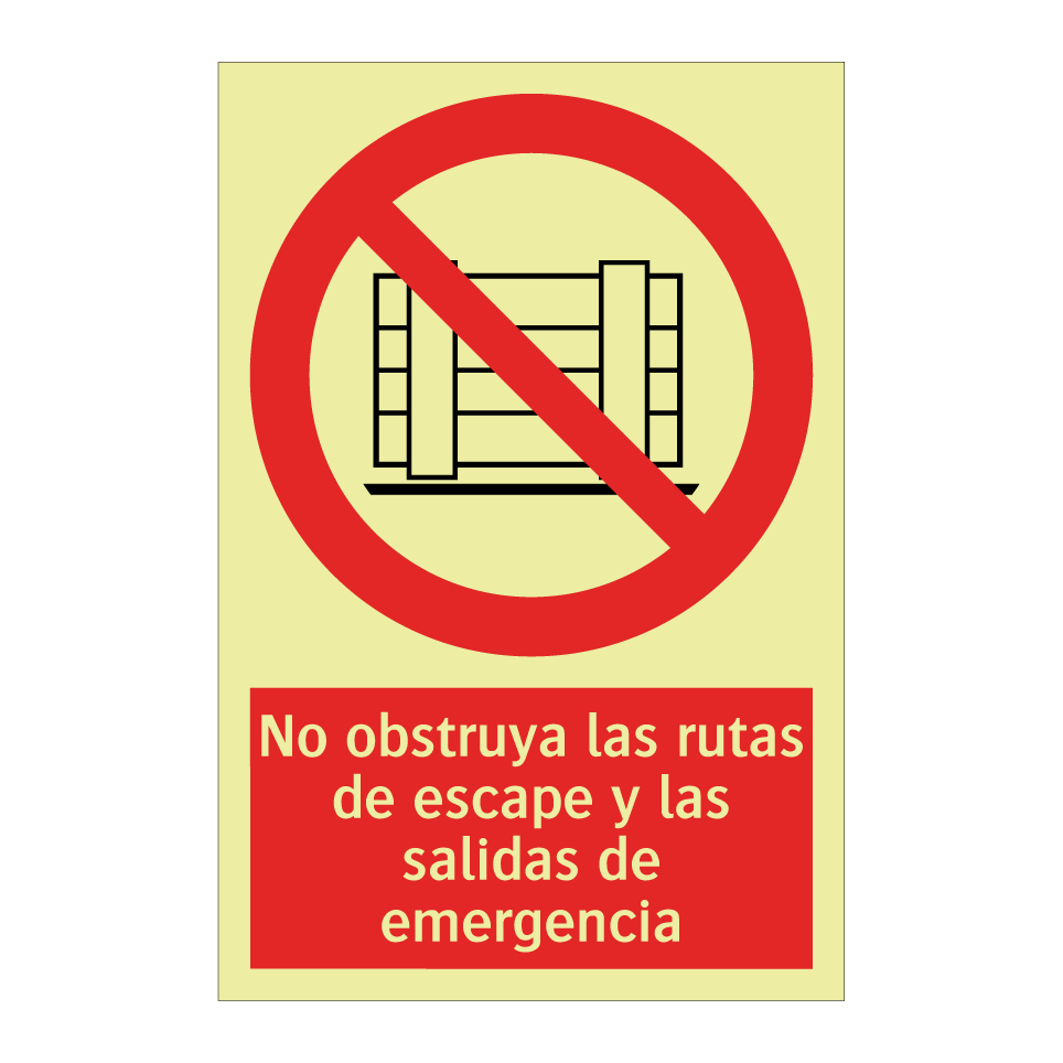No obstruya las rutas de escape y las salidas de emergencia