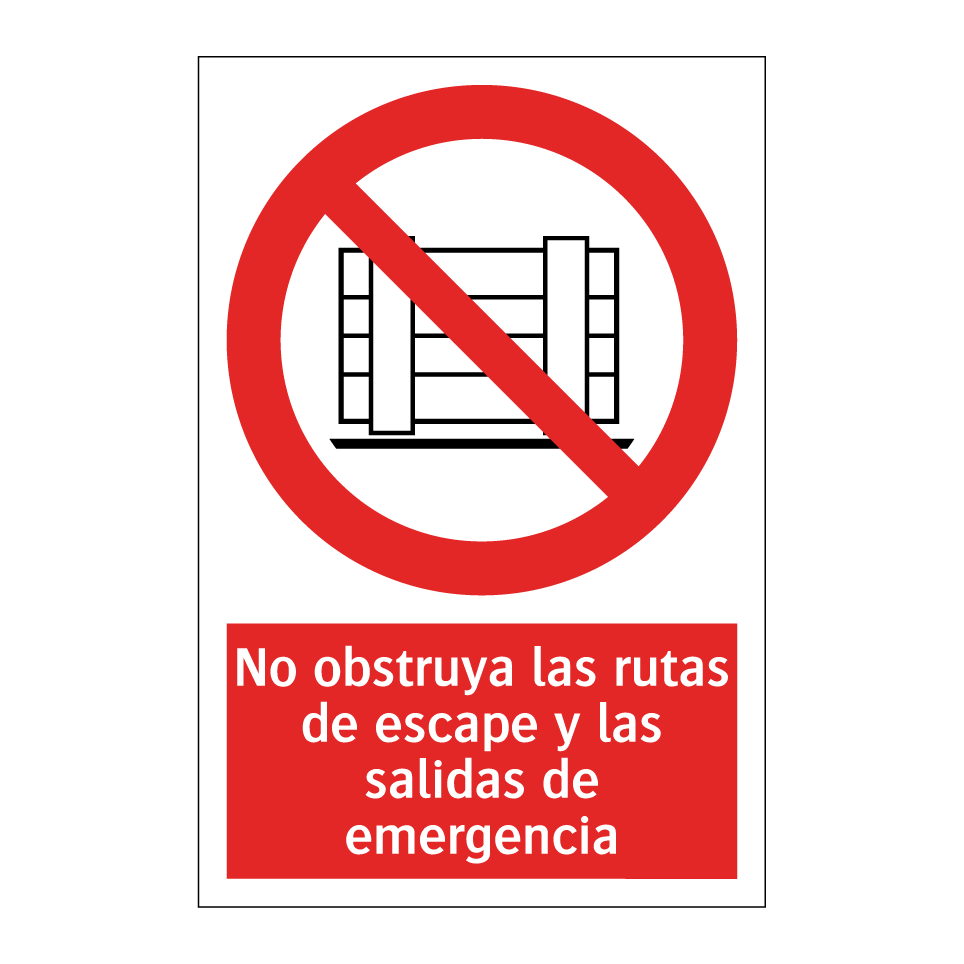 No obstruya las rutas de escape y las salidas de emergencia