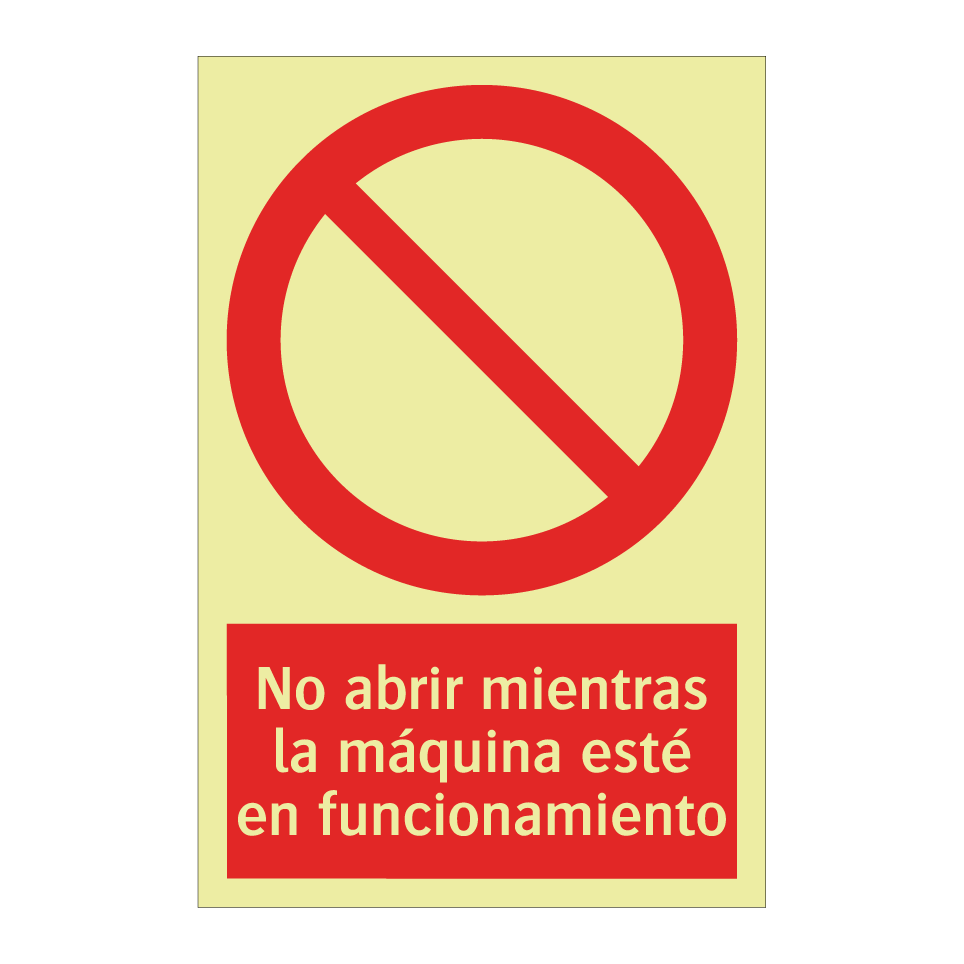 No abrir mientras la máquina esté en funcionamiento